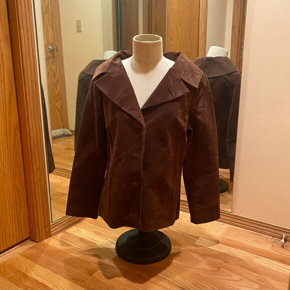 Tria Suede Jacket. Brown. Medium - Picture 2 of 10